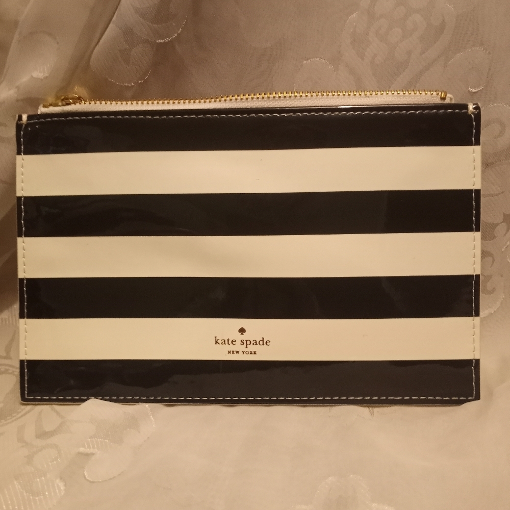 Kate Spade Black and White Striped Clutch - Picture 1 of 10